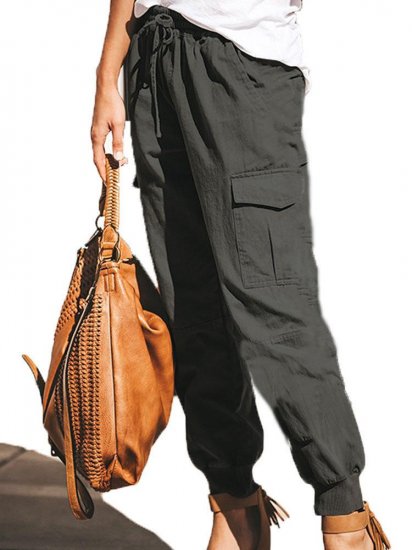 Fashion Solid Color Pocket Cargo Pants For Women - Click Image to Close