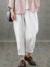 Solid Color Button Pocket Long Casual Pants for Women