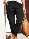 Fashion Solid Color Pocket Cargo Pants For Women