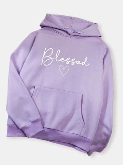Casual Letter Printed Long Sleeve Hoodie With Pocket - Click Image to Close