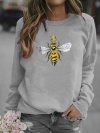 Cartoon Bee Printed O-neck Long Sleeve Sweatshirt
