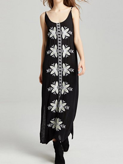 Ethnic Print Maxi Sleeveless Dress - Click Image to Close