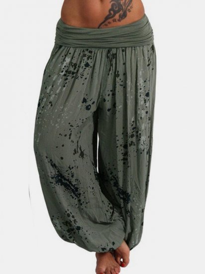 Loose Print Elastic Waist Casual Pants For Women - Click Image to Close