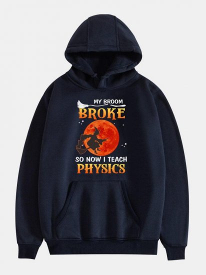 Cartoon Halloween Print Long Sleeve Hoodie With Pocket - Click Image to Close