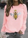 Cartoon Bee Printed O-neck Long Sleeve Sweatshirt
