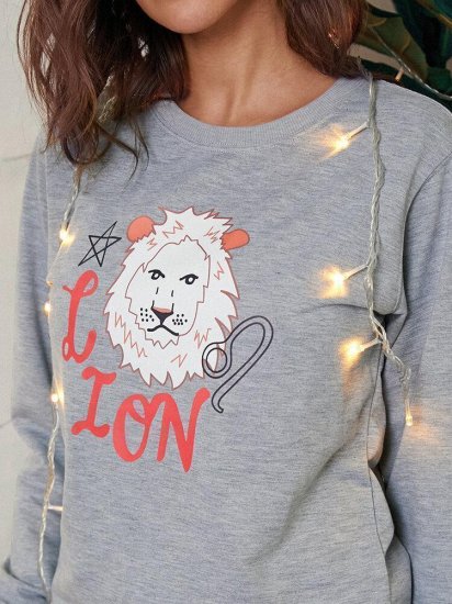 Cartoon Animal Print O-neck Long Sleeve Casual Sweatshirt For Women - Click Image to Close