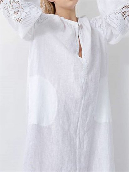 Bohemian Lace Long Sleeve Pockets Maxi Dress - Click Image to Close
