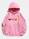 Butterfly Printed Long Sleeve Drawstring Hoodie For Women