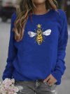 Cartoon Bee Printed O-neck Long Sleeve Sweatshirt