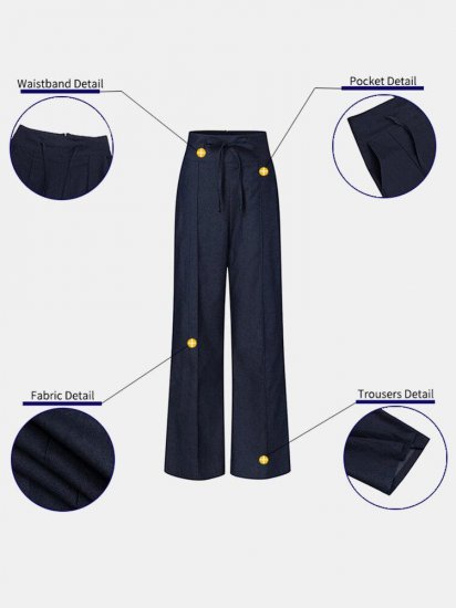 Solid Color Drawstring Pocket High Waist Casual Pants For Women - Click Image to Close