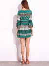 Bohemian Women Flounce Bell Sleeve Floral Printed V-neck Mini Dresses
