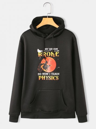 Cartoon Halloween Print Long Sleeve Hoodie With Pocket - Click Image to Close