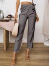 Solid Color Elastic Waist Lace-up Casual Pants With Pocket