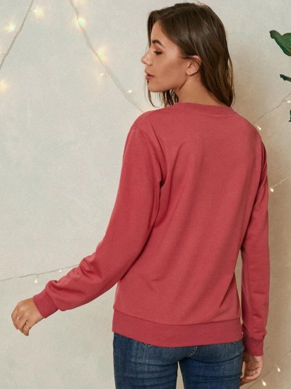Fish Letter Print O-neck Long Sleeve Casual Sweatshirt For Women - Click Image to Close