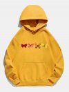 Butterfly Printed Long Sleeve Drawstring Hoodie For Women