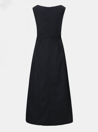Solid Color O-neck Sleeveless Long Pants Romper Zipper Jumpsuit - Click Image to Close