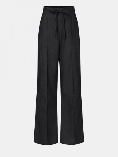 Solid Color Drawstring Pocket High Waist Casual Pants For Women - Click Image to Close
