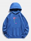Flower Butterfly Printed Long Sleeve Drawstring Hoodie For Women