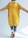 Hooded Folk Style Print Long Sleeve Vintage Women Dress