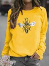 Cartoon Bee Printed O-neck Long Sleeve Sweatshirt