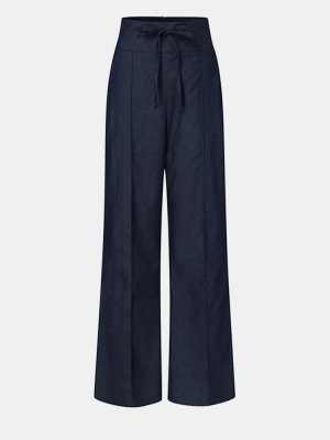 Solid Color Drawstring Pocket High Waist Casual Pants For Women