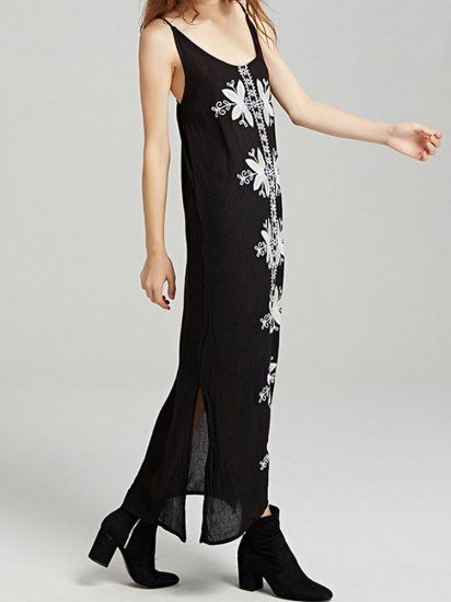 Ethnic Print Maxi Sleeveless Dress - Click Image to Close